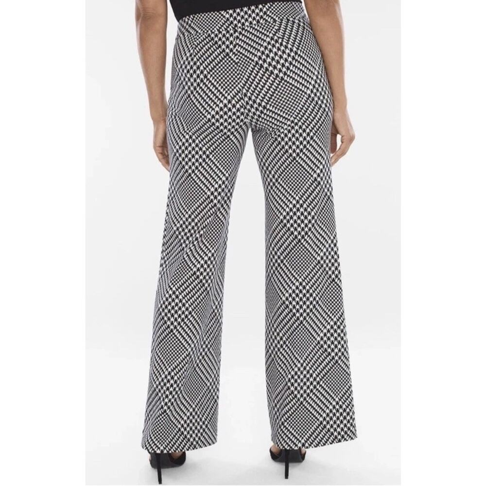 Chico's Ponte Knit Pants 0.5R (S/6) Black White Houndstooth Pull On Wide Leg